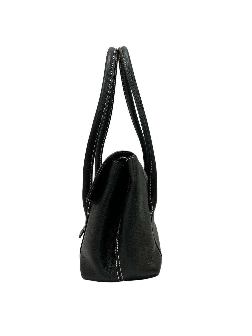 Loro Piana Black Leather Shoulder Bag #279445L62B - Picture 2 of 9